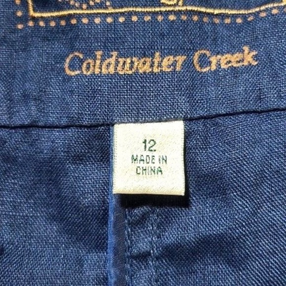 Coldwater Creek Linen Celebrate Your Spirit Size 12 Blue Button Front Jacket - Picture 11 of 16